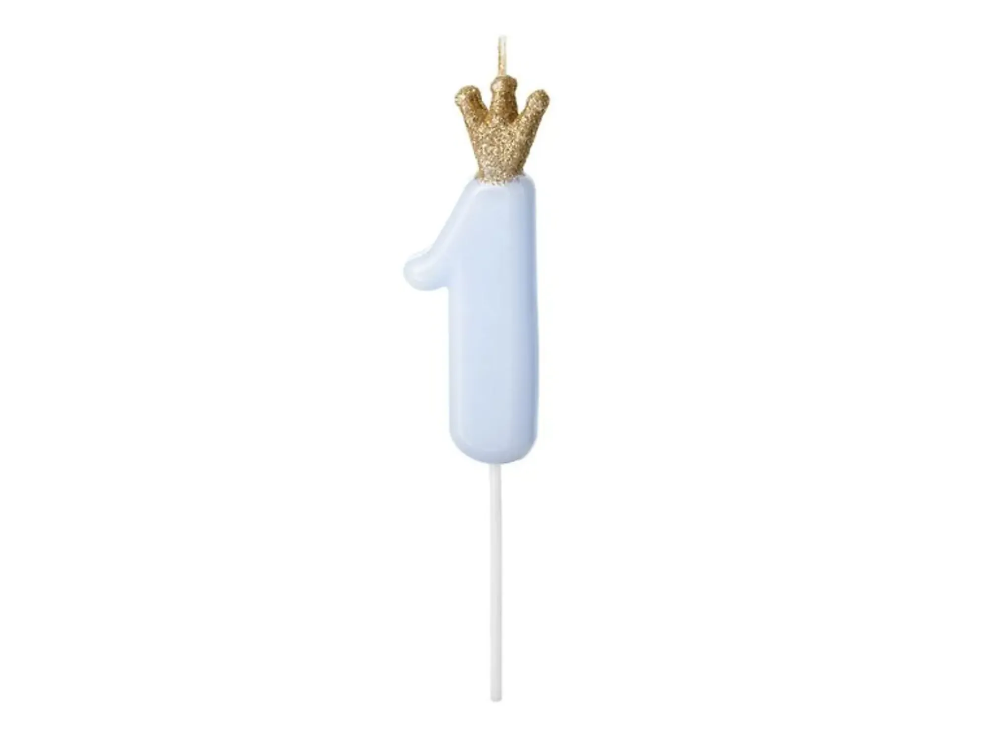 Nummerlys 1 Blå med Krone 9,5cm-Partydeco Outlet