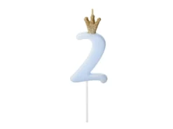 Nummerlys 2 med krone 9,5cm-Partydeco Clearance