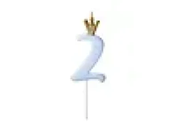 Nummerlys 2 med krone 9,5cm-Partydeco Clearance