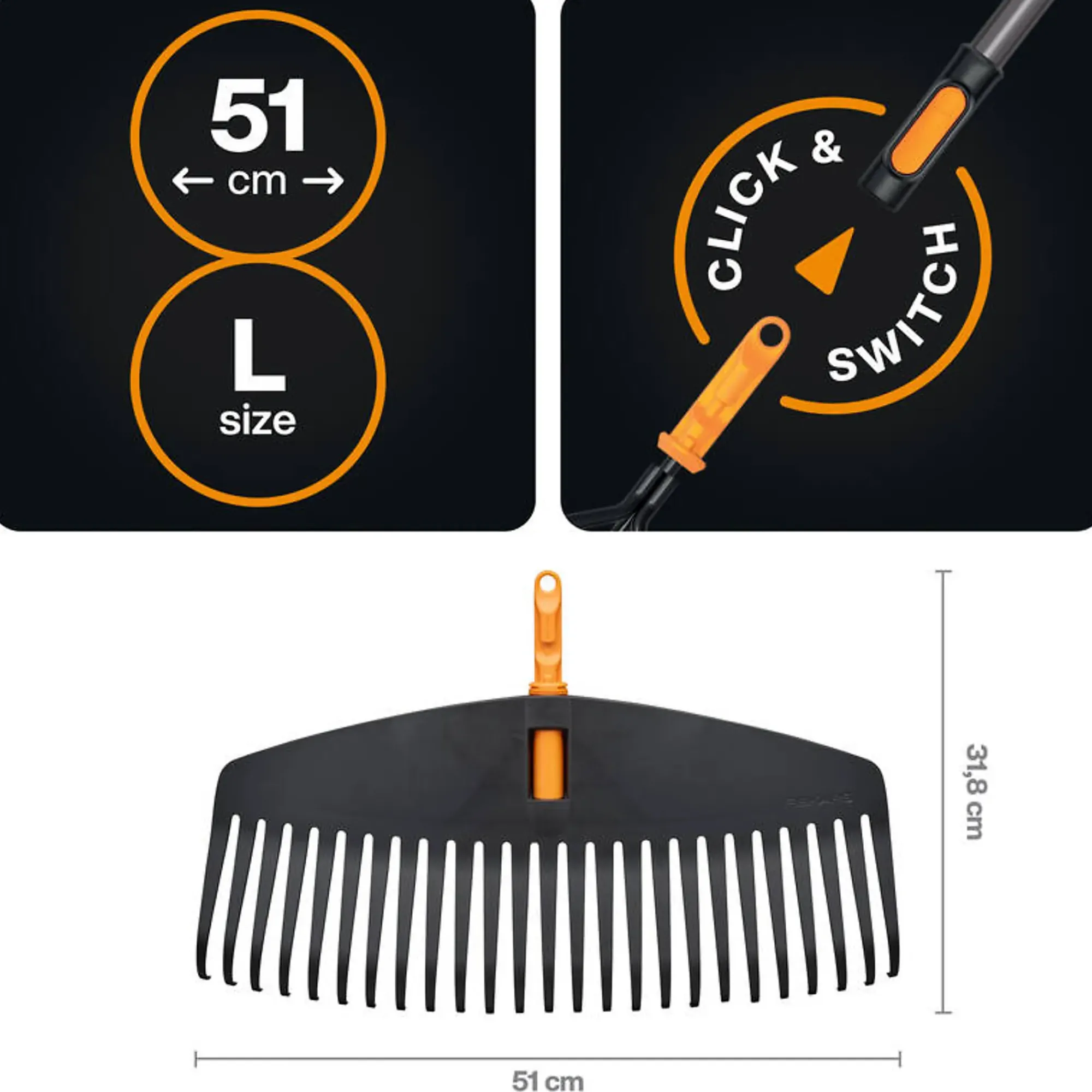 OneClick løvrive L hode-Fiskars Clearance