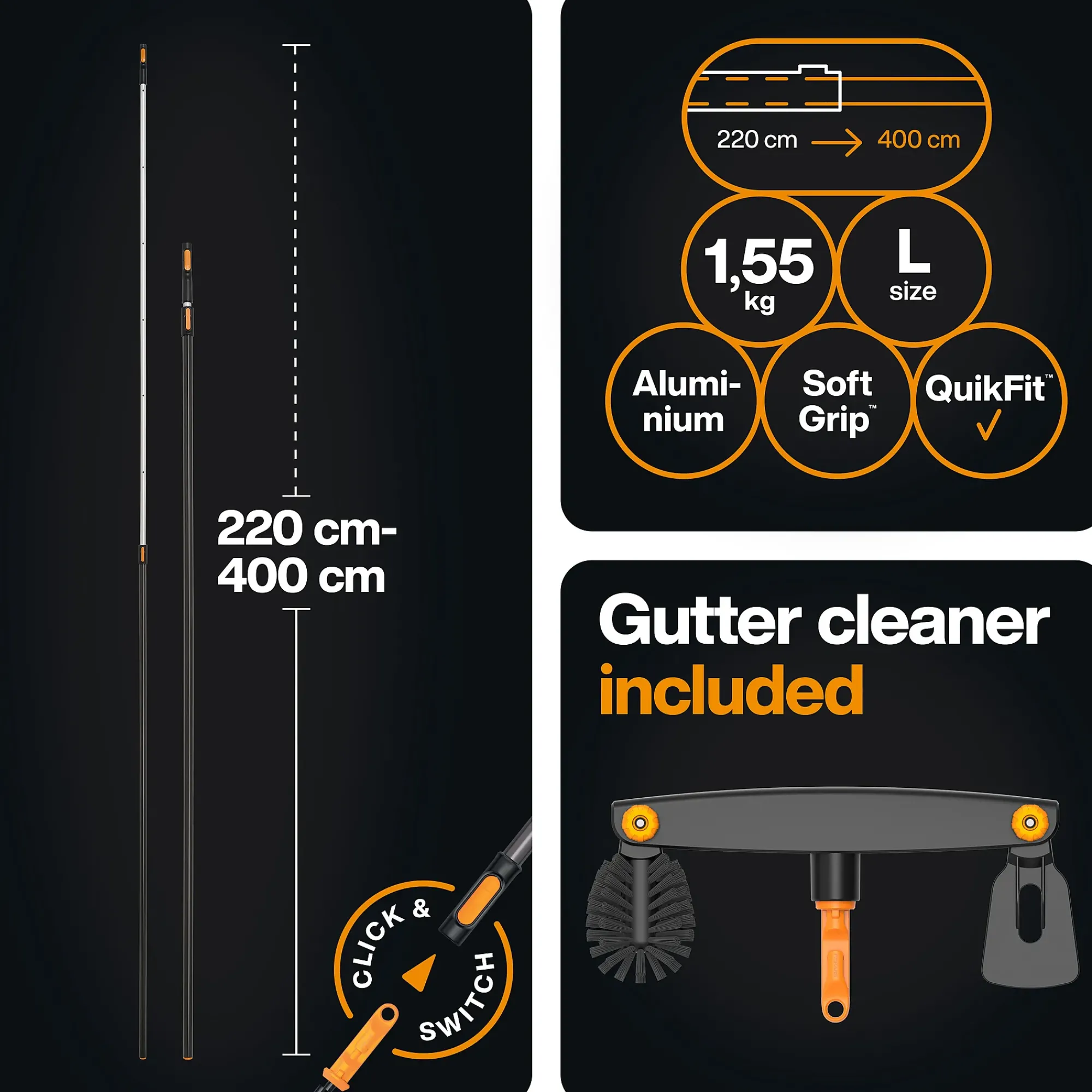 OneClick takrennerenser med skaft-Fiskars Best
