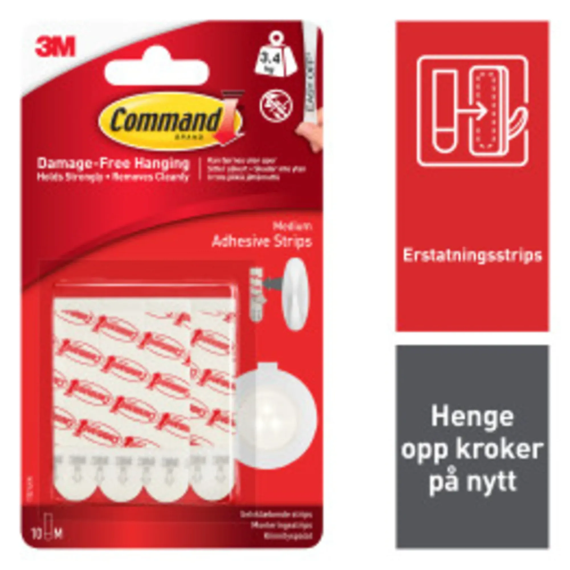 Opphengsstrips refill 34kg 10stk-Command Hot