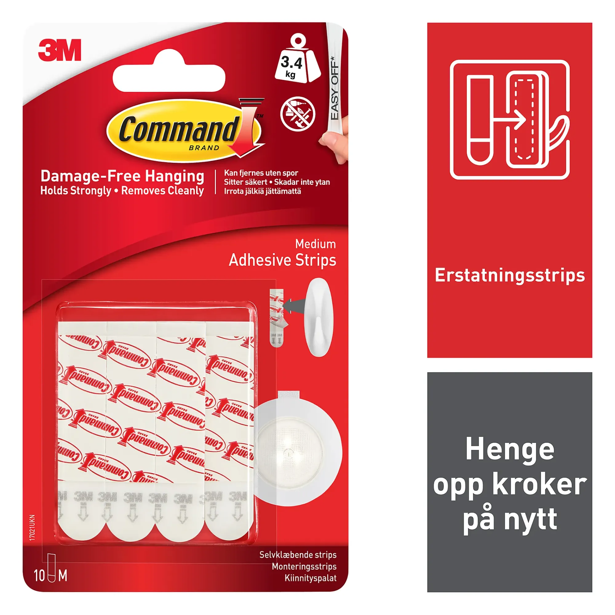 Opphengsstrips refill 34kg 10stk-Command Hot