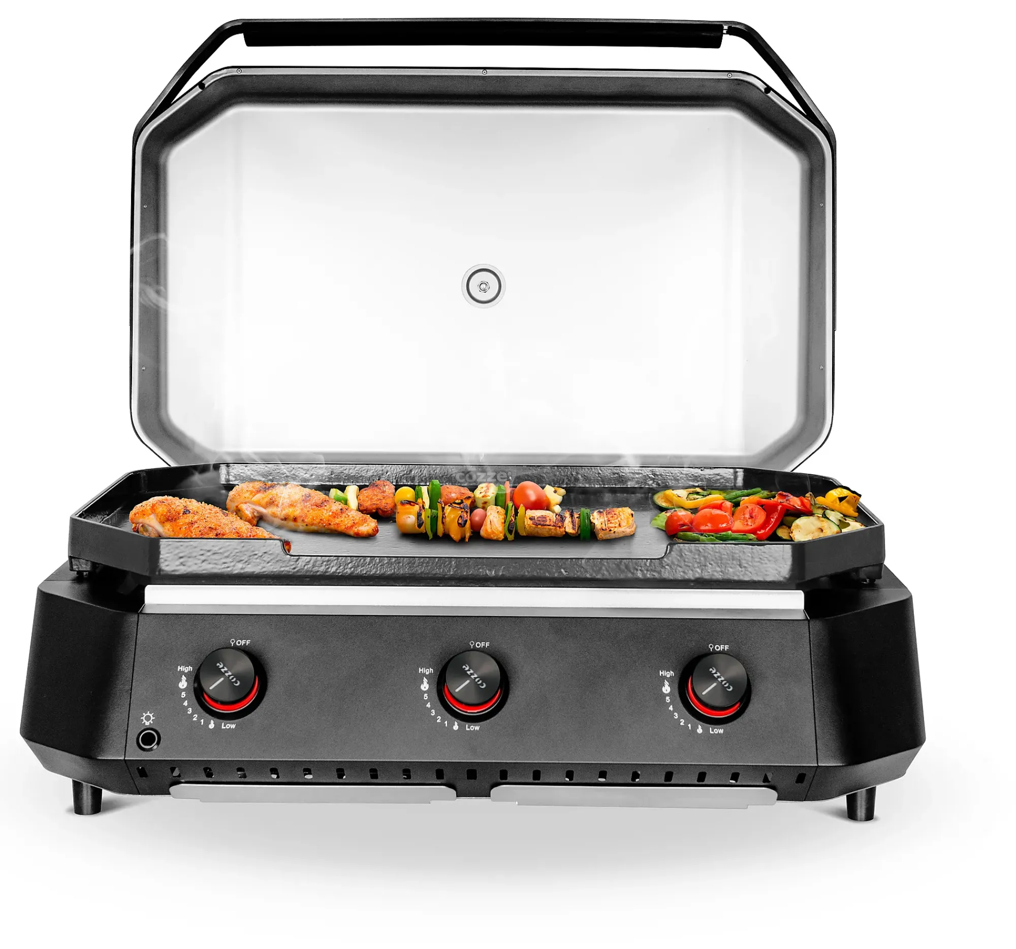 Plancha G-800 med lokk og tre gassbrennere-Cozze Hot