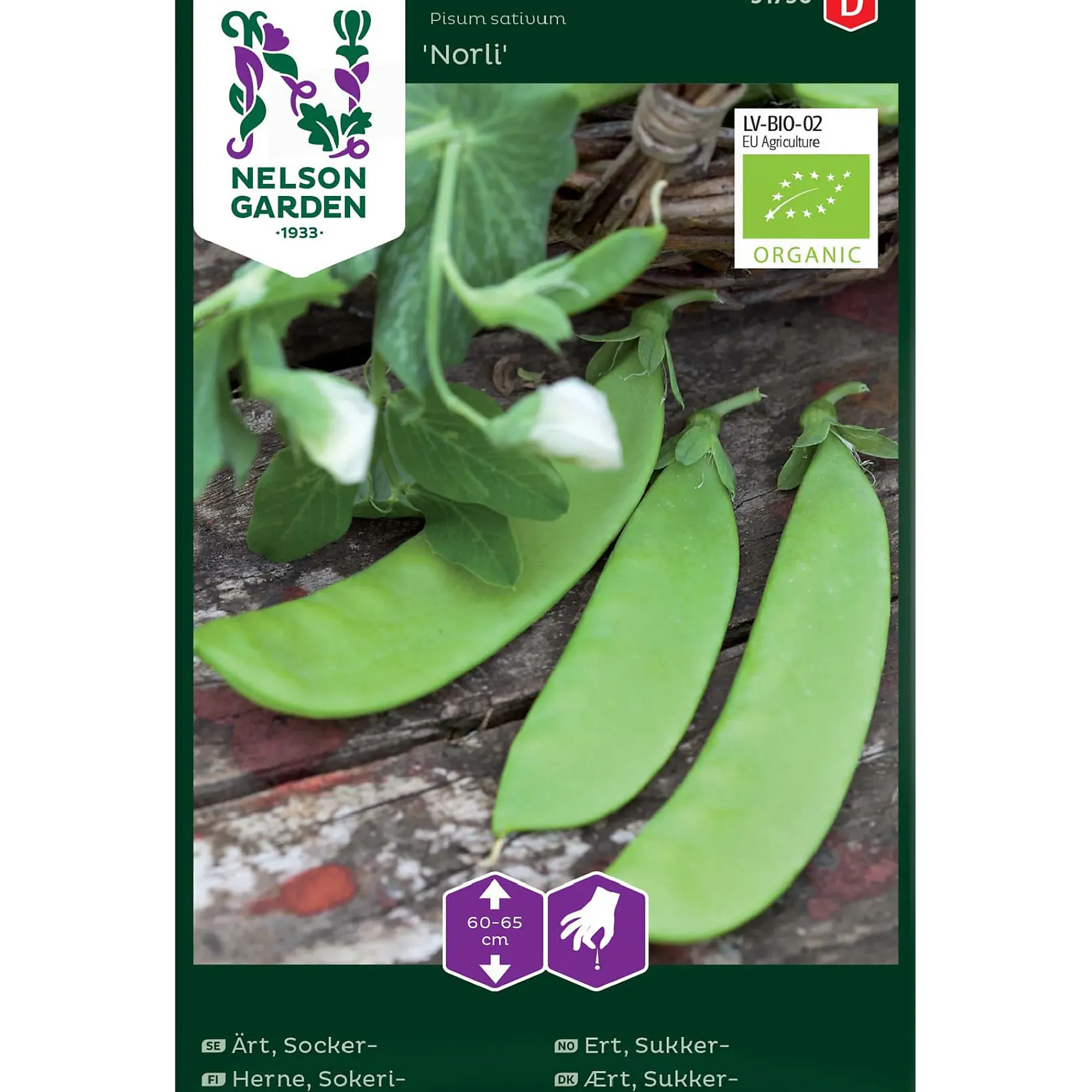 PORSJONSFRØ ERT, SUKKER-, NORLI, ORGANIC-Nelson garden Discount
