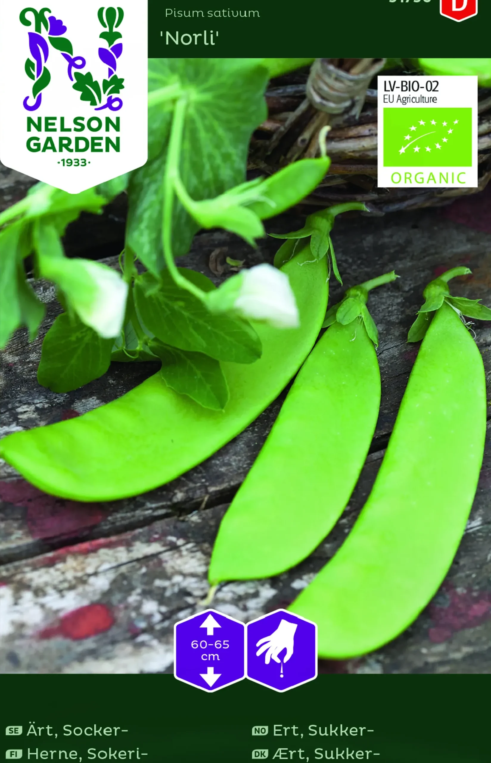 PORSJONSFRØ ERT, SUKKER-, NORLI, ORGANIC-Nelson garden Discount