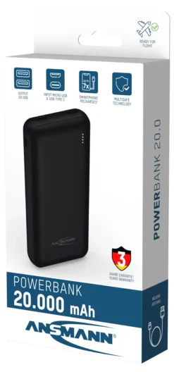 Powerbank 20000mah USB-C med 3års garanti-Ansmann Hot