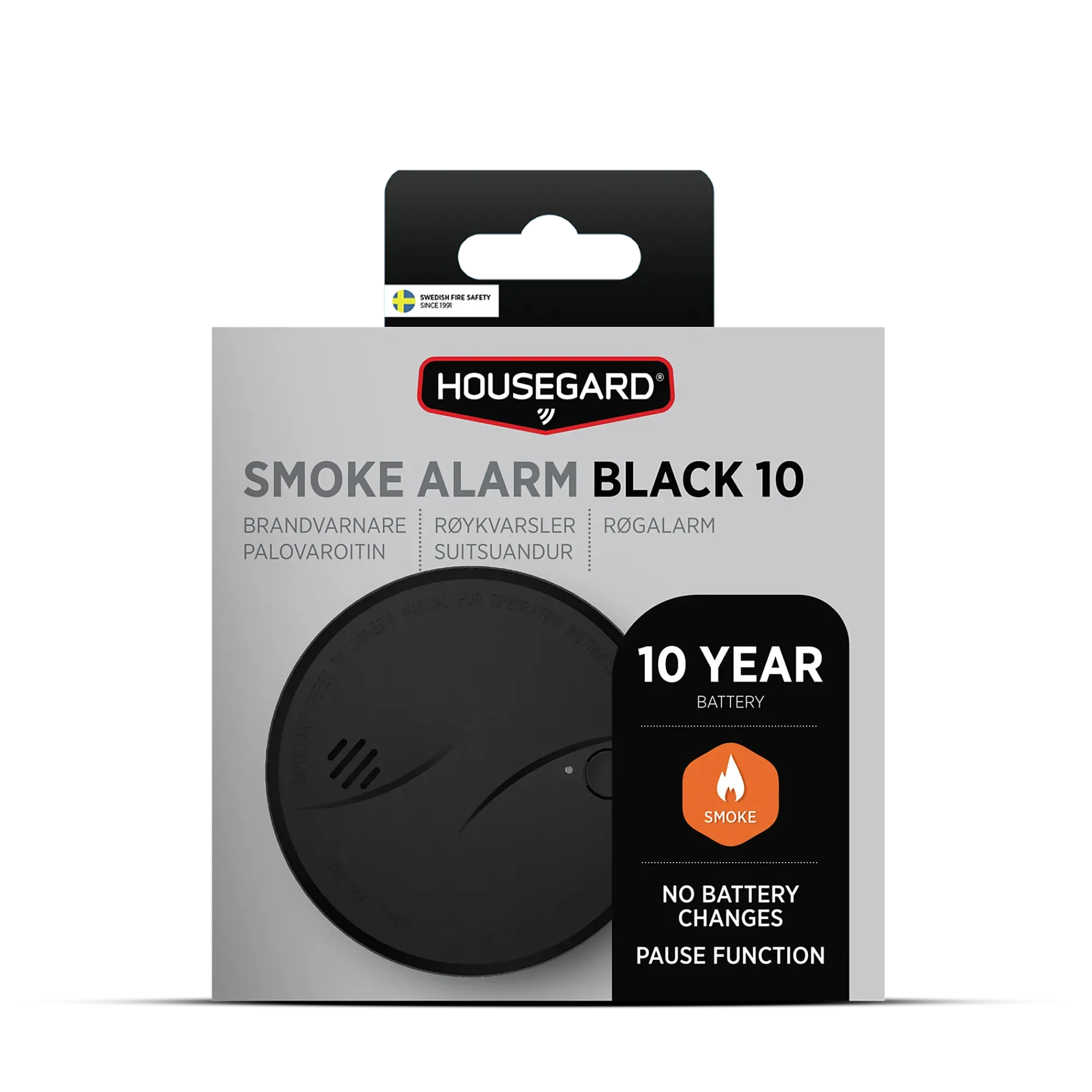 Røykvarsler Black 10årsbatteri-Housegard Best