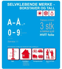 Selvklebende merker bokstaver og tall 3- Discount