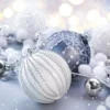 Servietter 33x33cm Classy Silver Baubles- New