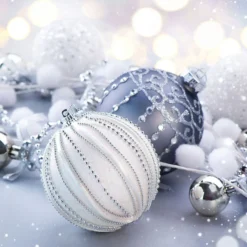 Servietter 33x33cm Classy Silver Baubles- New