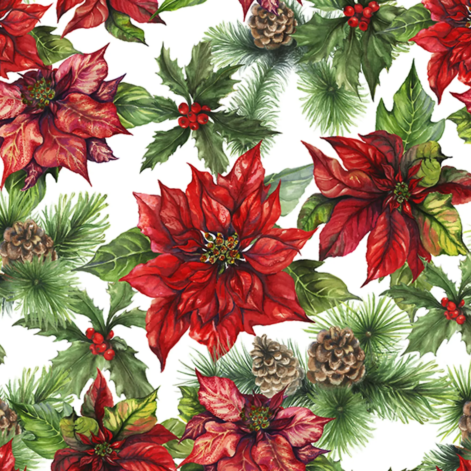 Servietter 33x33cm Painted Poinsettias- Online