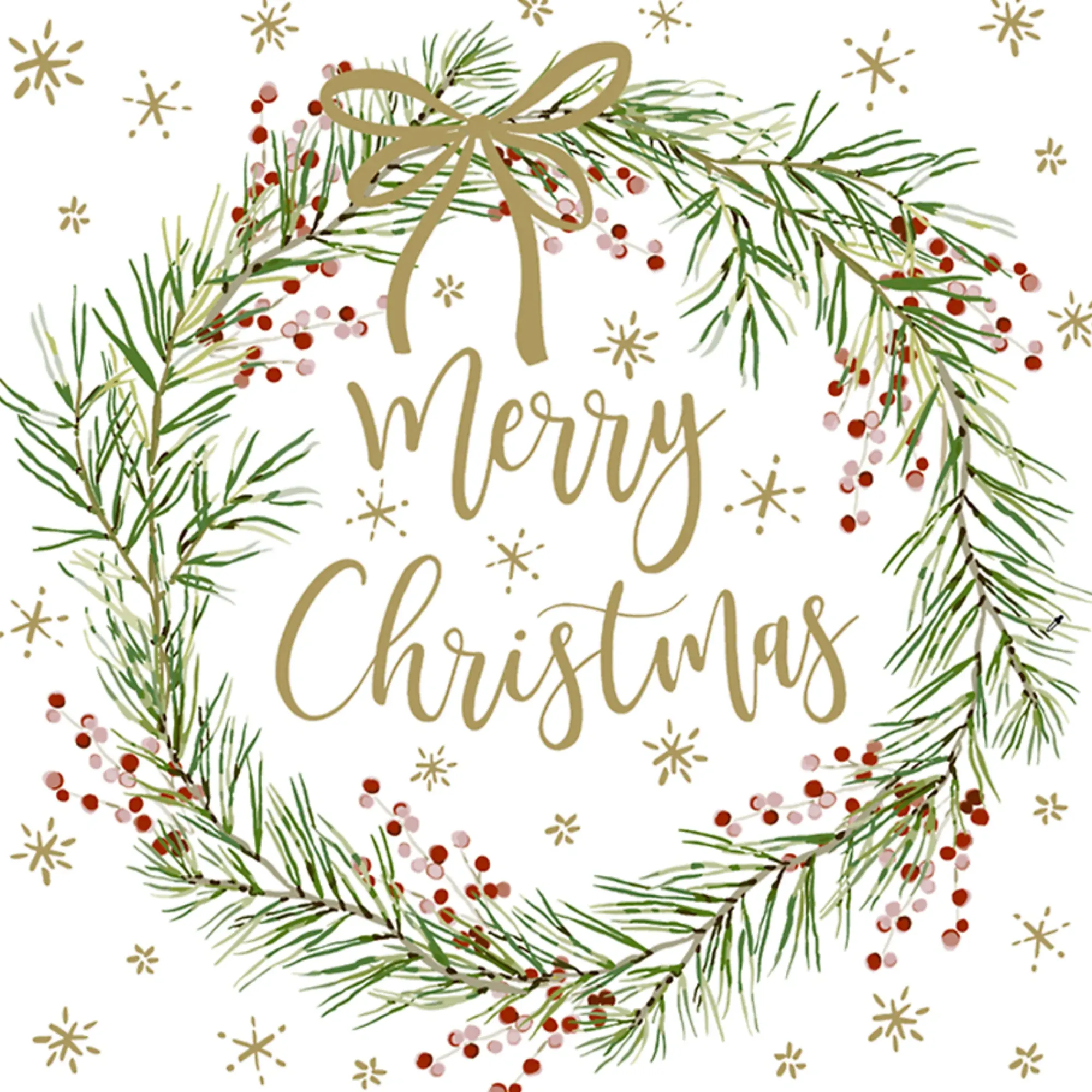 Servietter 33x33cm Tartan Merry Christmas White- Discount