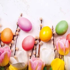Servietter 33x33cm Tulips with Easter Eggs-Daybyday