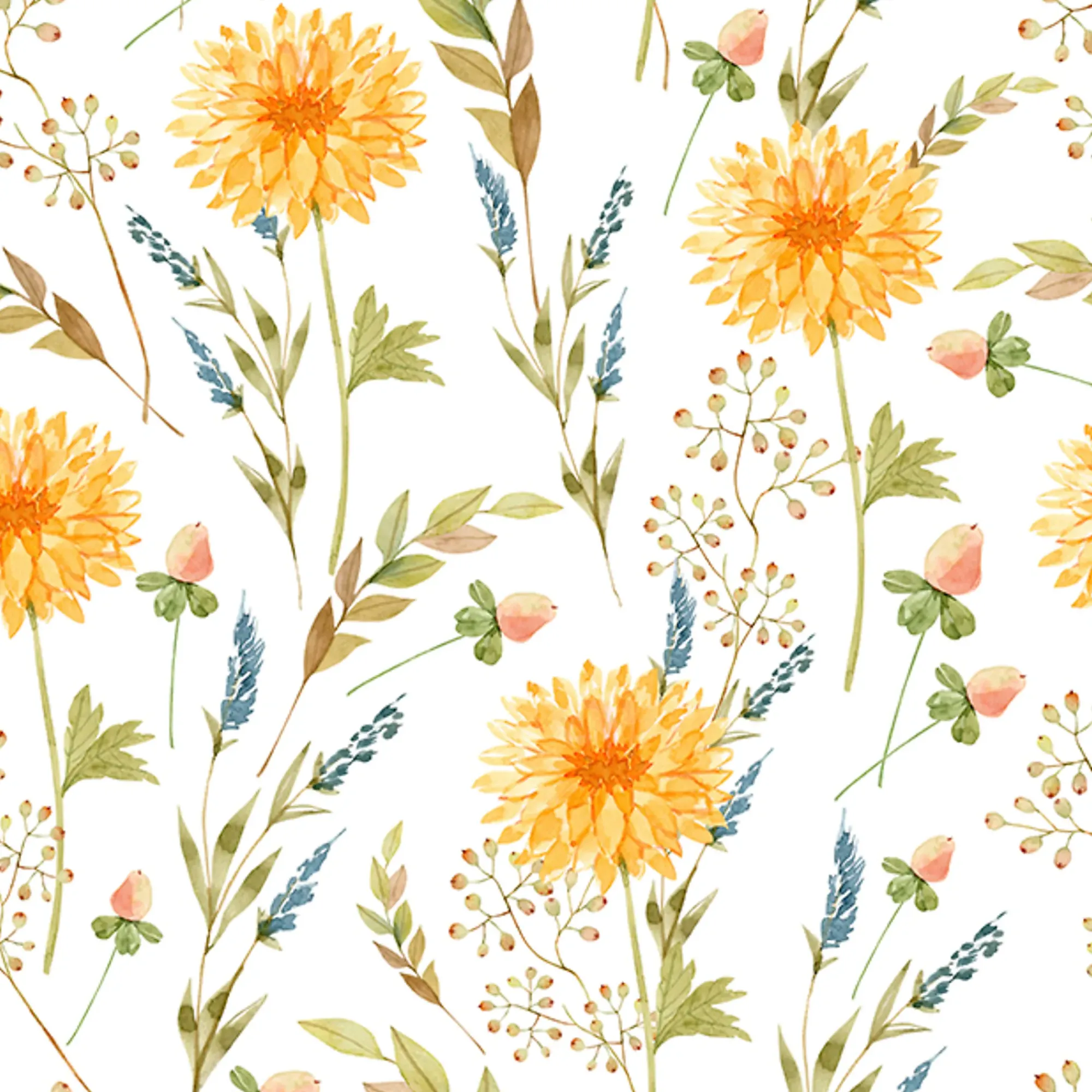 Servietter 33x33cm Yellow Flowers white-Daybyday New