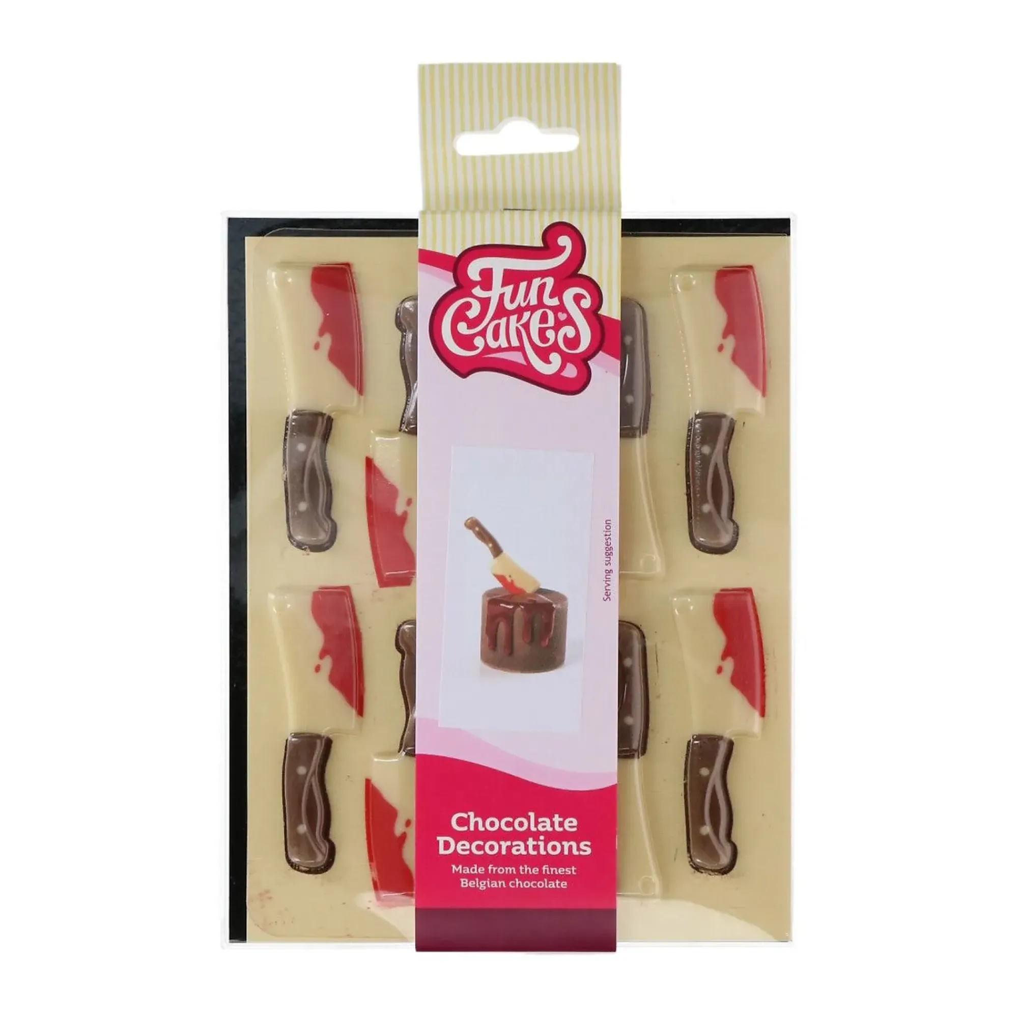 Sjokoladedekorasjon blodige kniver 10stk-Funcakes Sale