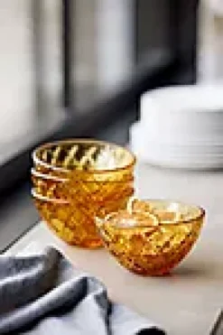 SKÅL SORRENTO 12CM 4STK AMBER GLASS-Lyngby glas Clearance