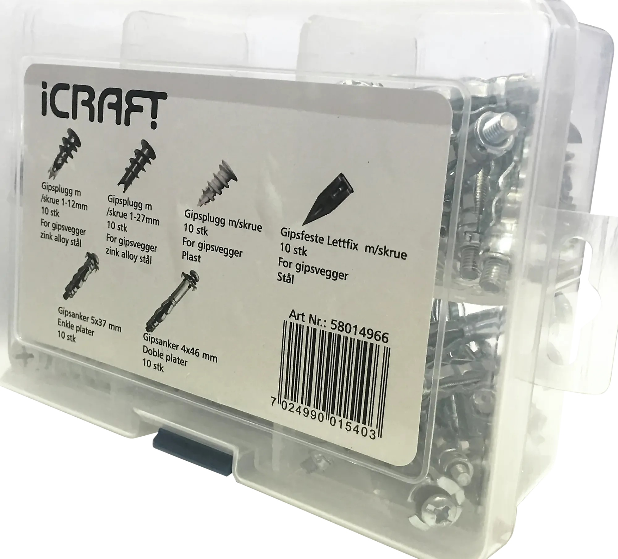 Skruesett for gips 60 deler-Icraft Discount