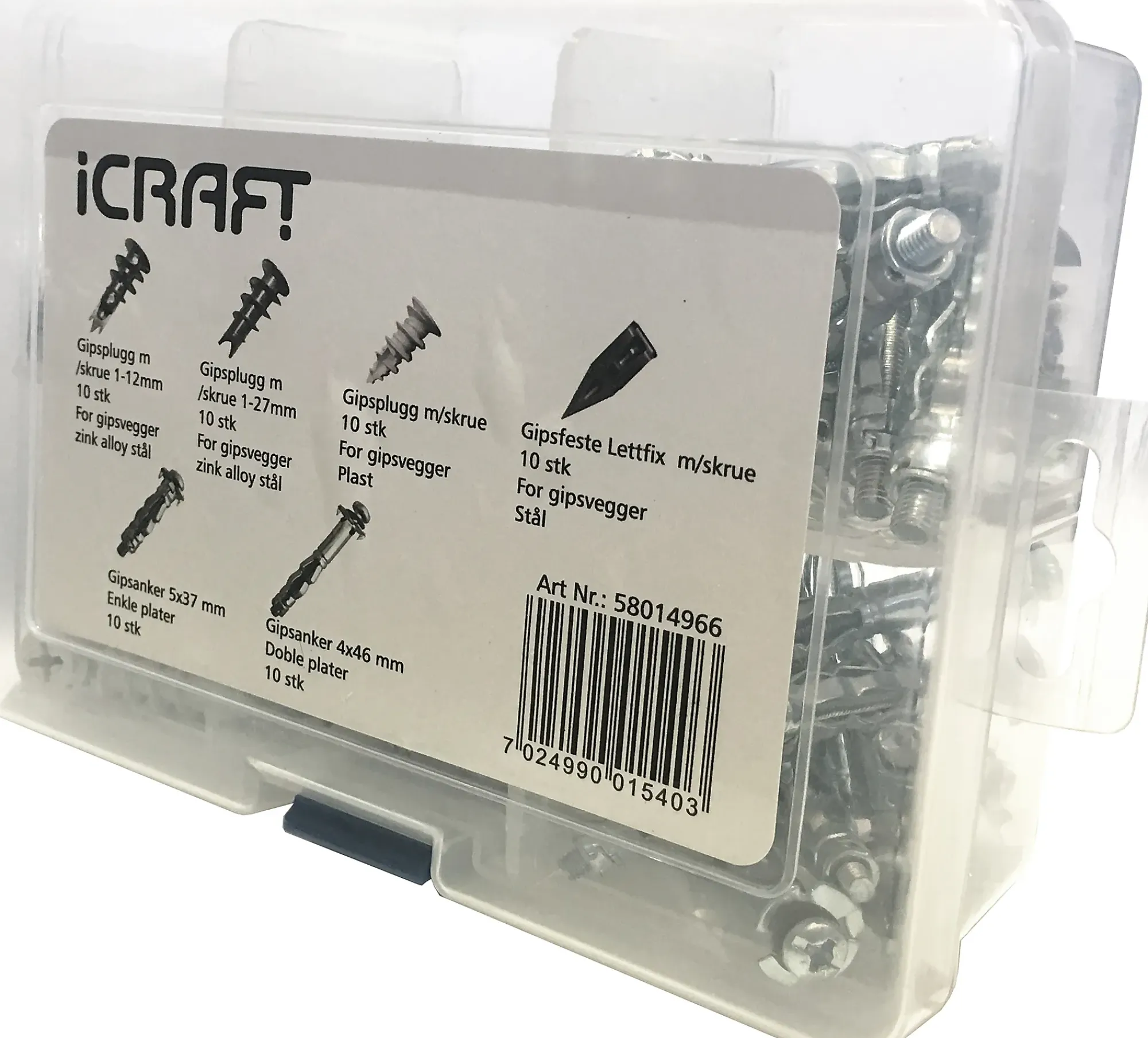 Skruesett for gips 60 deler-Icraft Discount