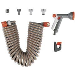 Slangesett spiral 10m med koplinger og pistol-Gardena Clearance
