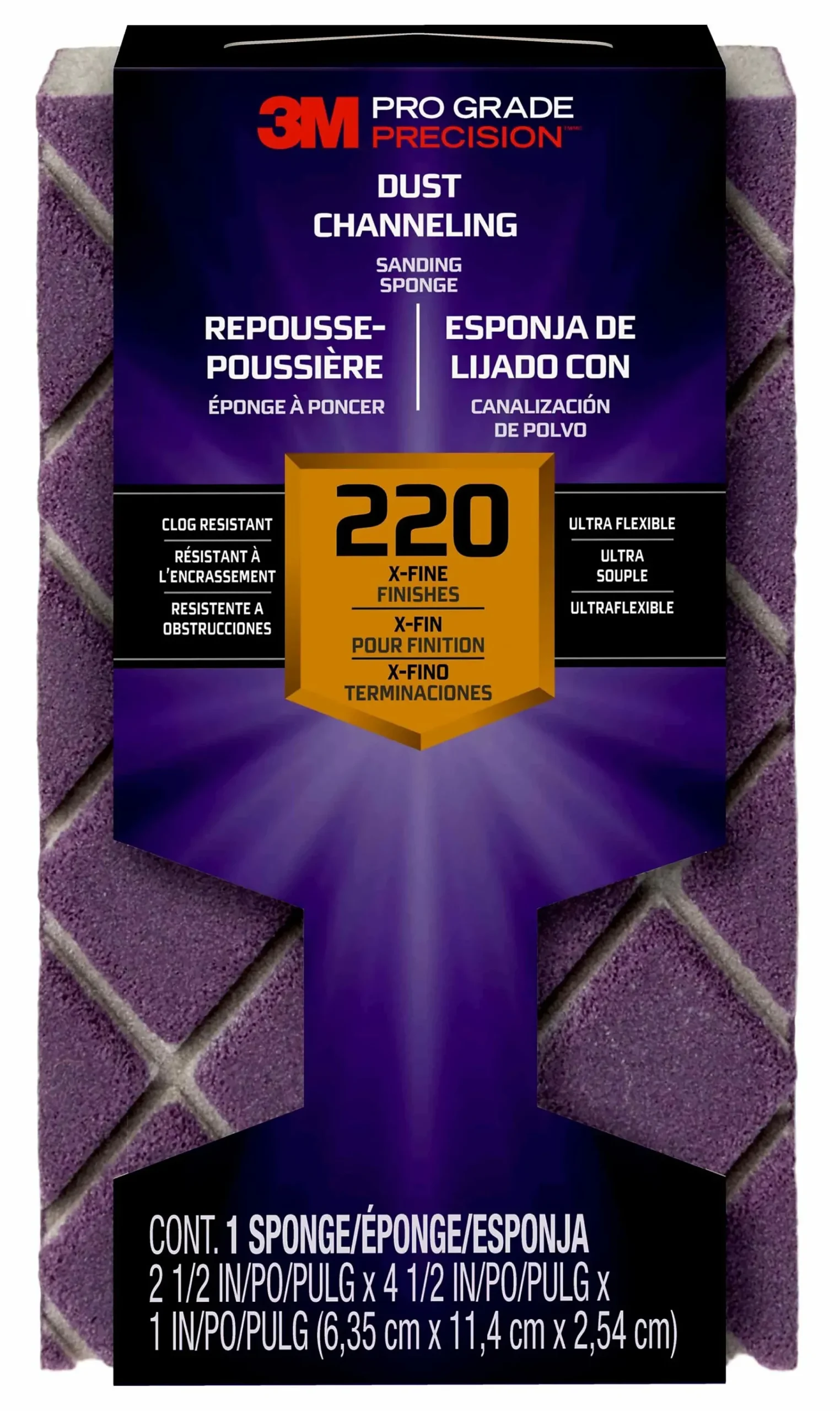 Slipesvamp PRO GRADE 220 ekstra fin korning 11,4x6,35x2,5cm-3m Hot