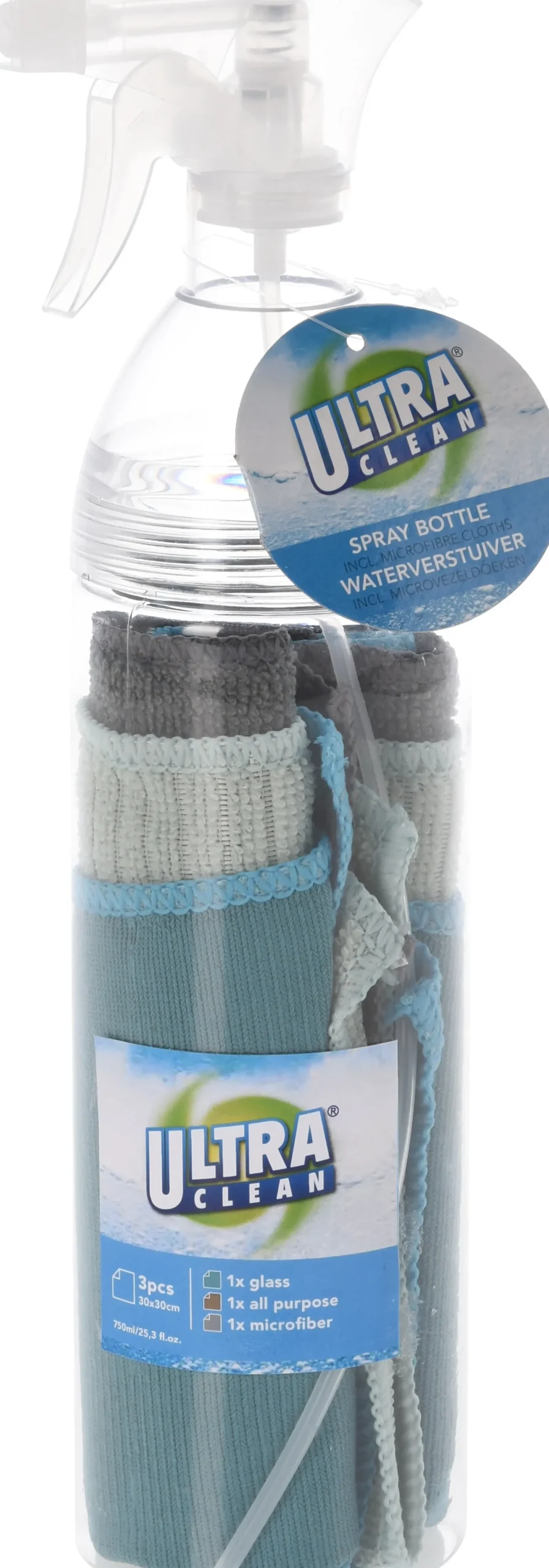Sprayflaske 750 ml med 3 mikrofiberkluter-Ki Outlet