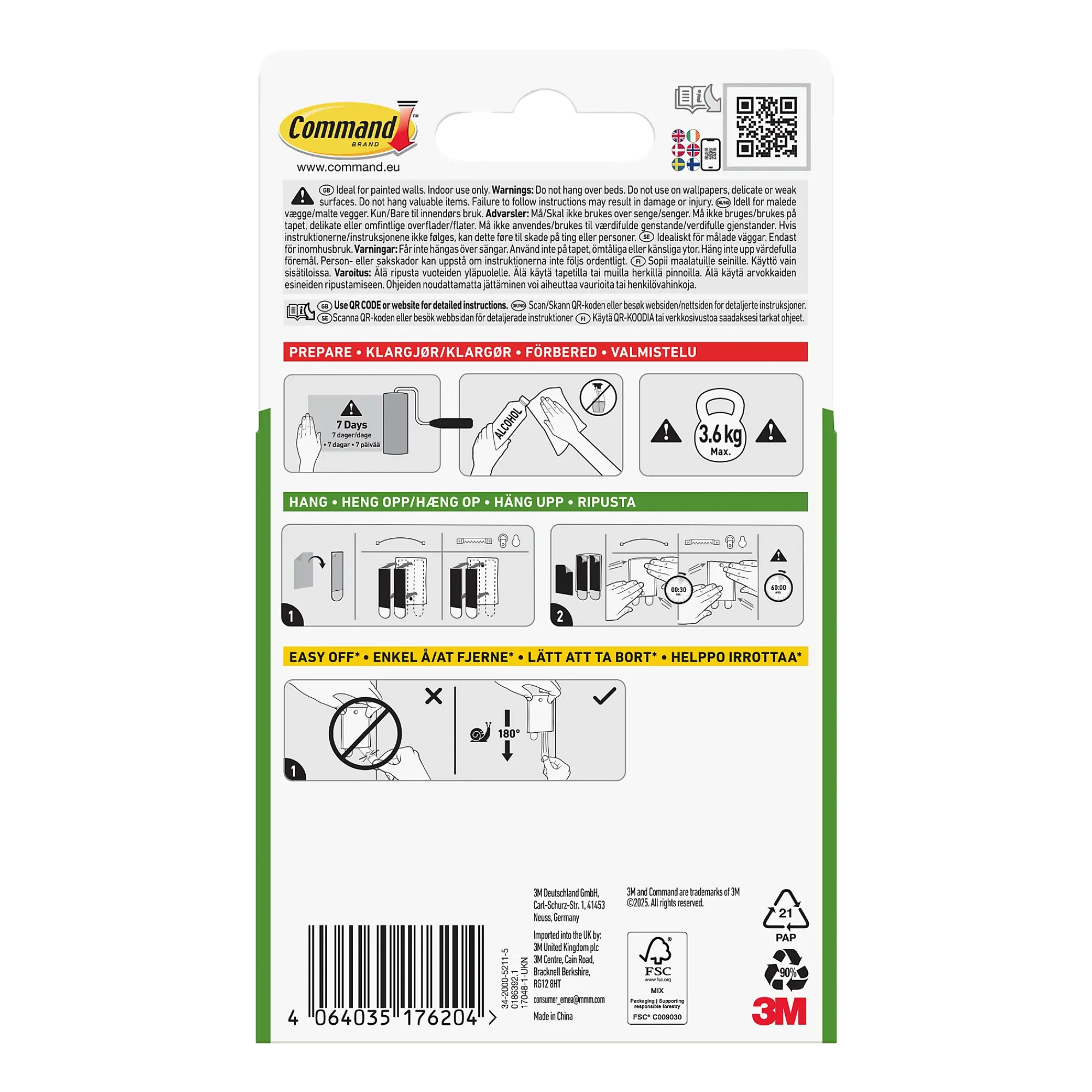 Stiftoppheng Jumbo 1 krok 4 store strips-Command Online