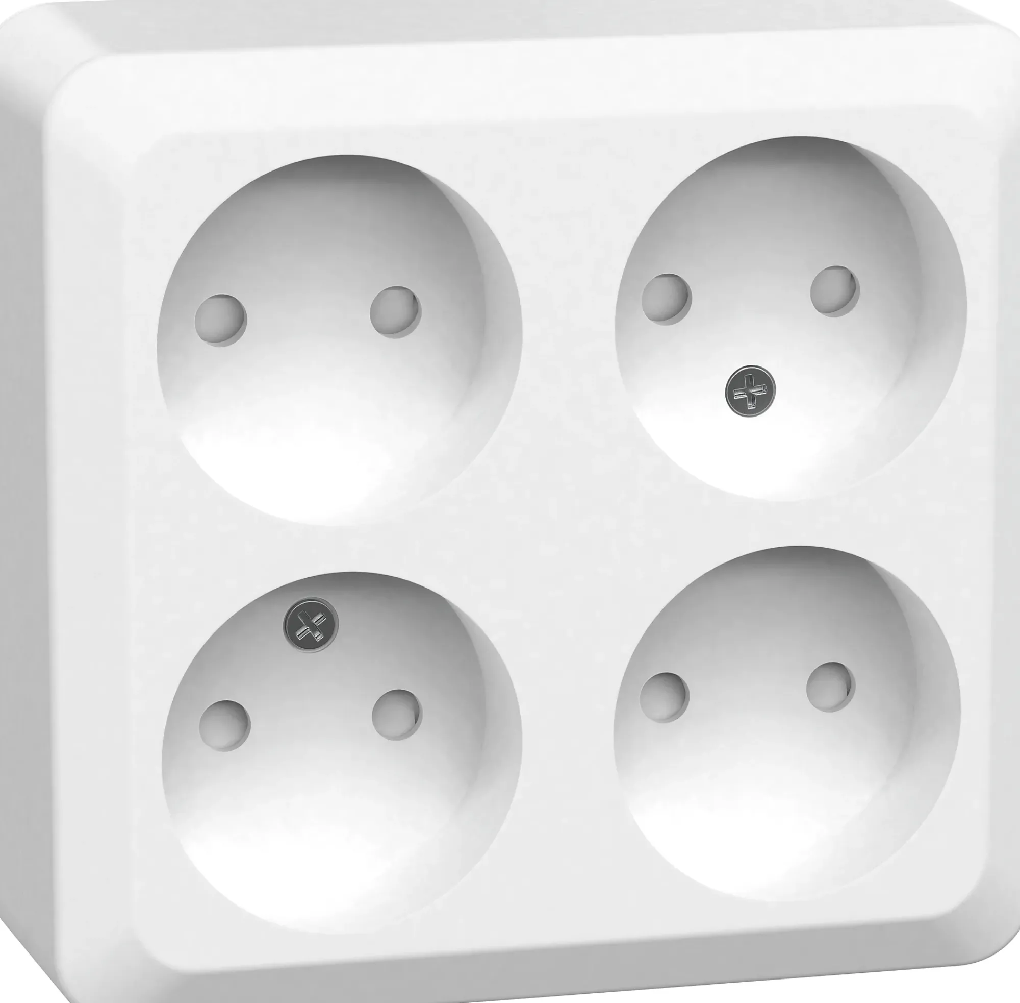 Stikkontakt 4-veis utenpåliggende Connect 2 Home uten jord-Gelia Best