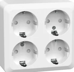 Stikkontakt 4-veis utenpåliggende Connect 2 Home med jord-Gelia Outlet