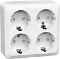 Stikkontakt 4-veis utenpåliggende Connect 2 Home med jord-Gelia Outlet