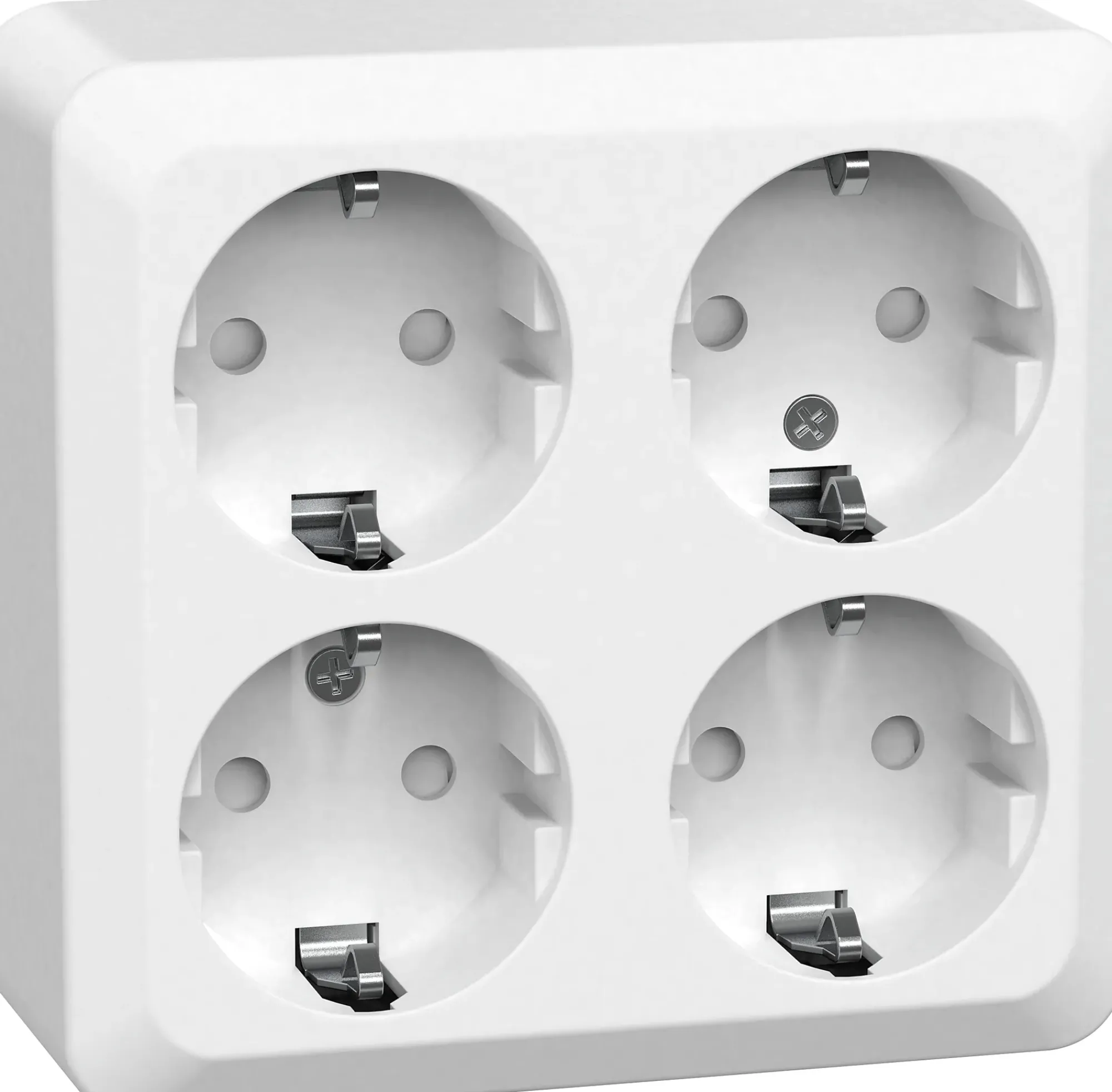 Stikkontakt 4-veis utenpåliggende Connect 2 Home med jord-Gelia Outlet
