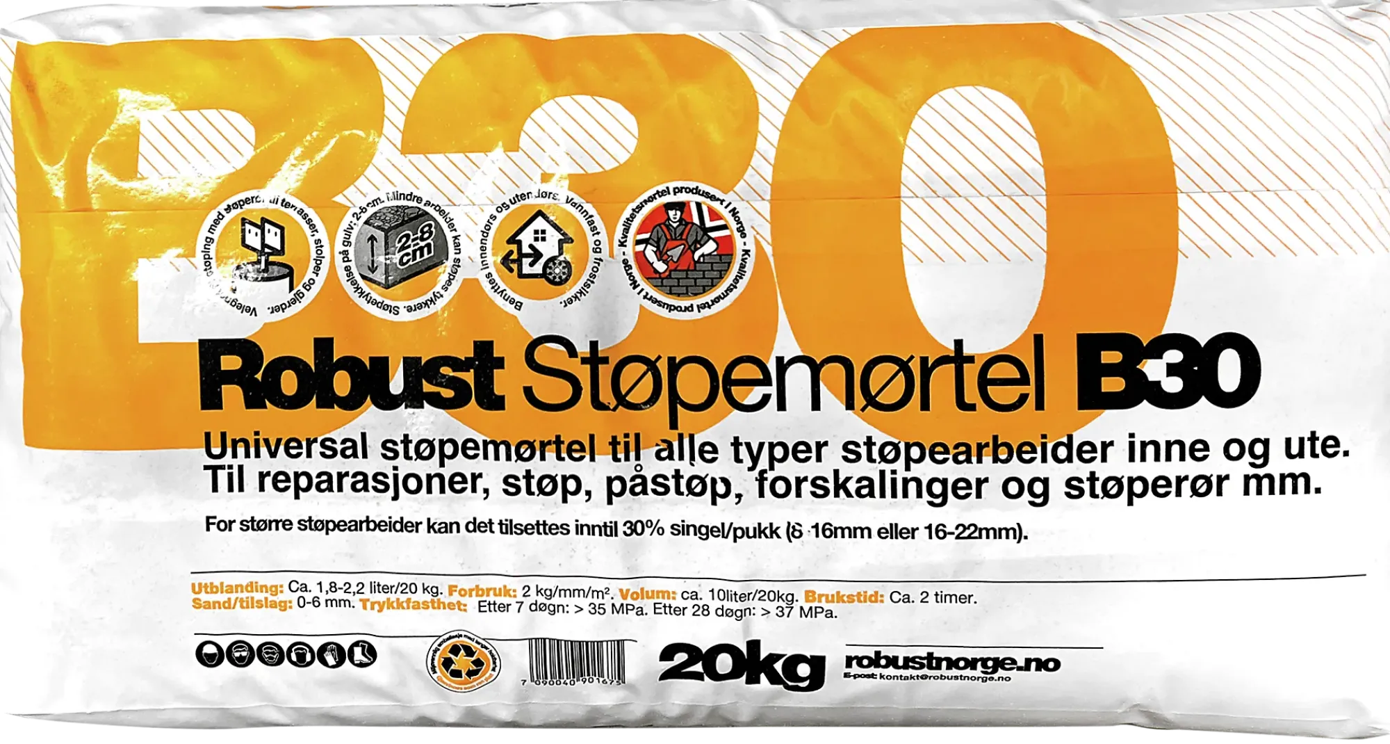 Støpemørtel B30 20kg-Robust Online