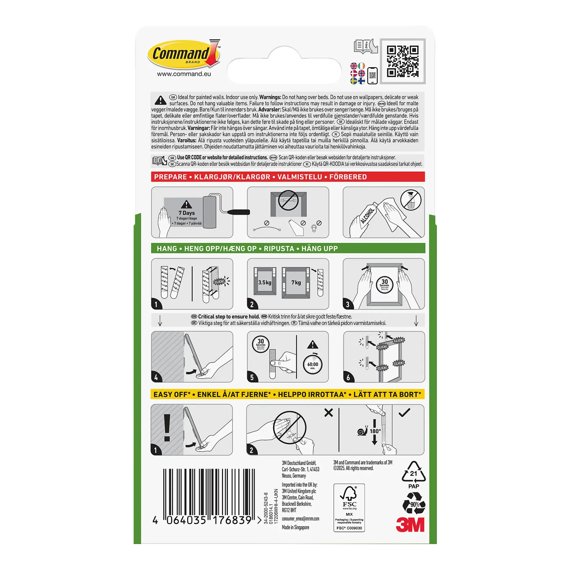 Strips for oppheng av bilder stor 4 par/8 strips-Command Best