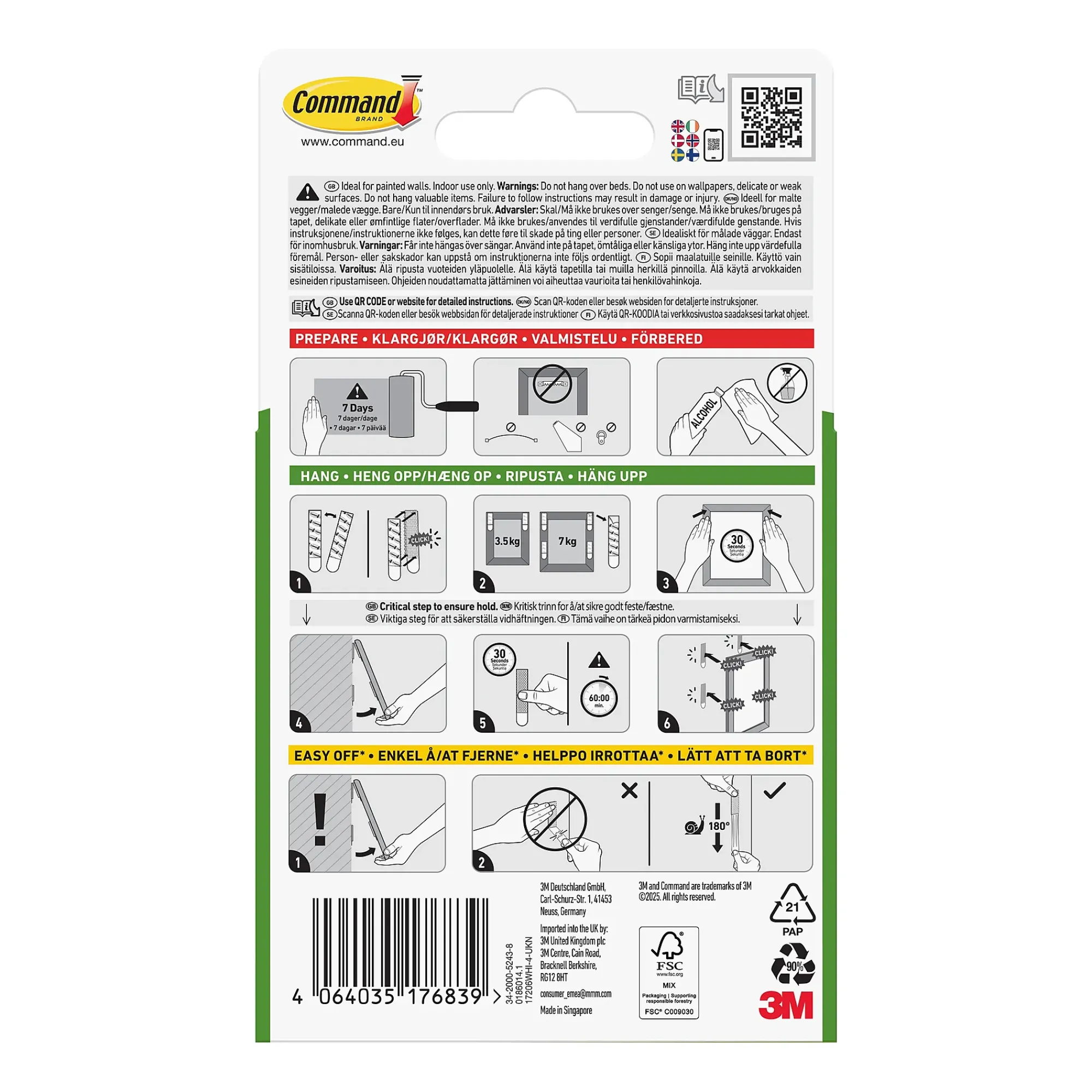 Strips for oppheng av bilder stor 4 par/8 strips-Command Best