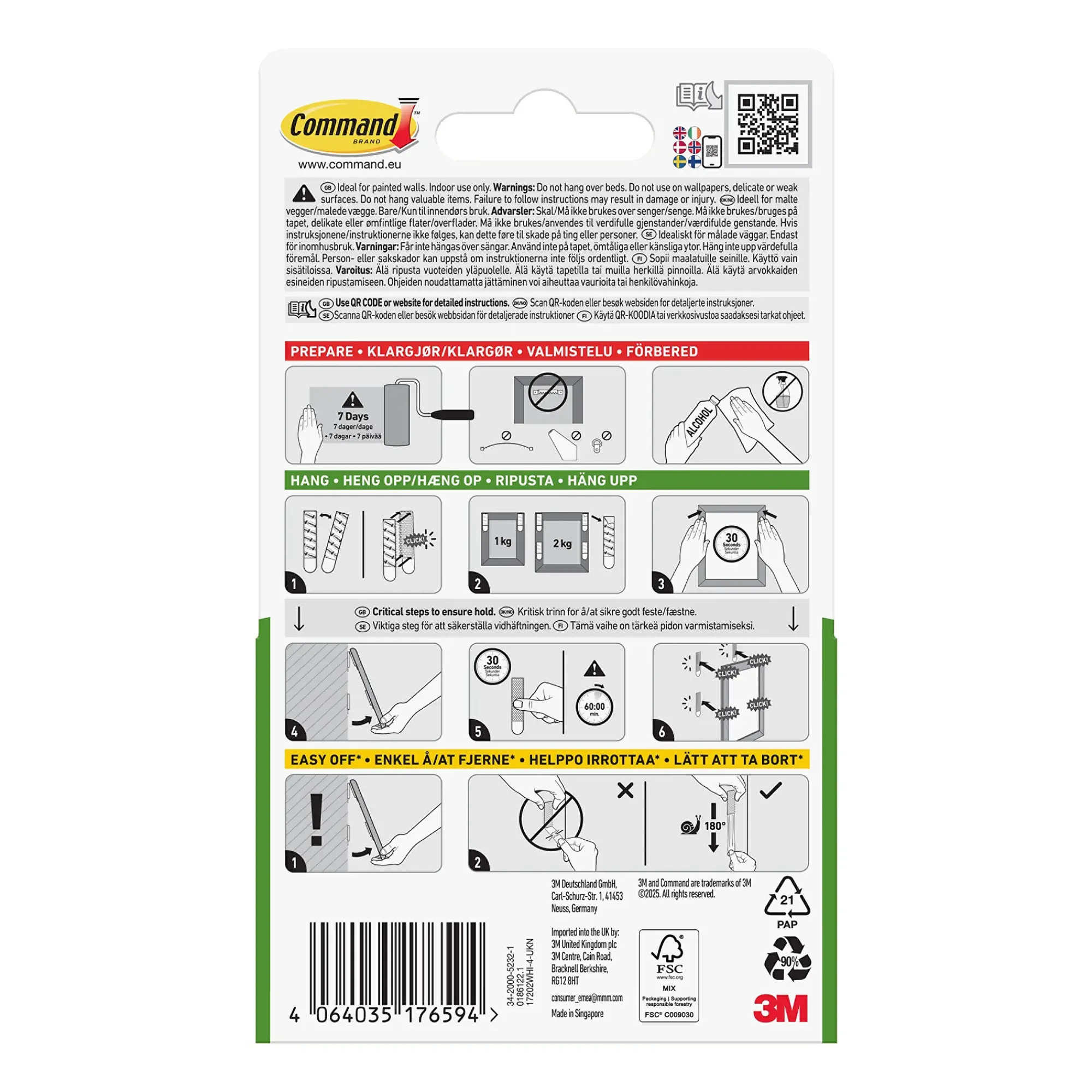Strips for oppheng av bilder liten 4 par/8 strips-Command New