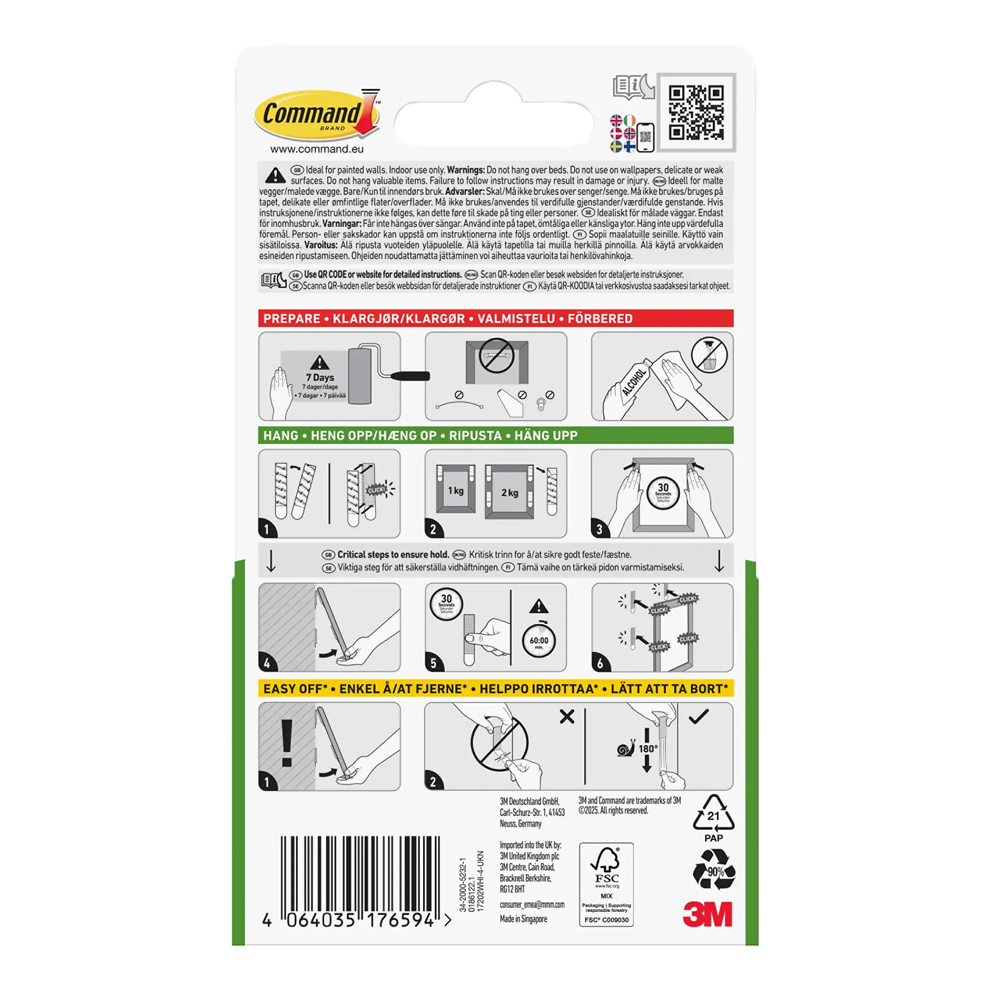 Strips for oppheng av bilder liten 4 par/8 strips-Command New