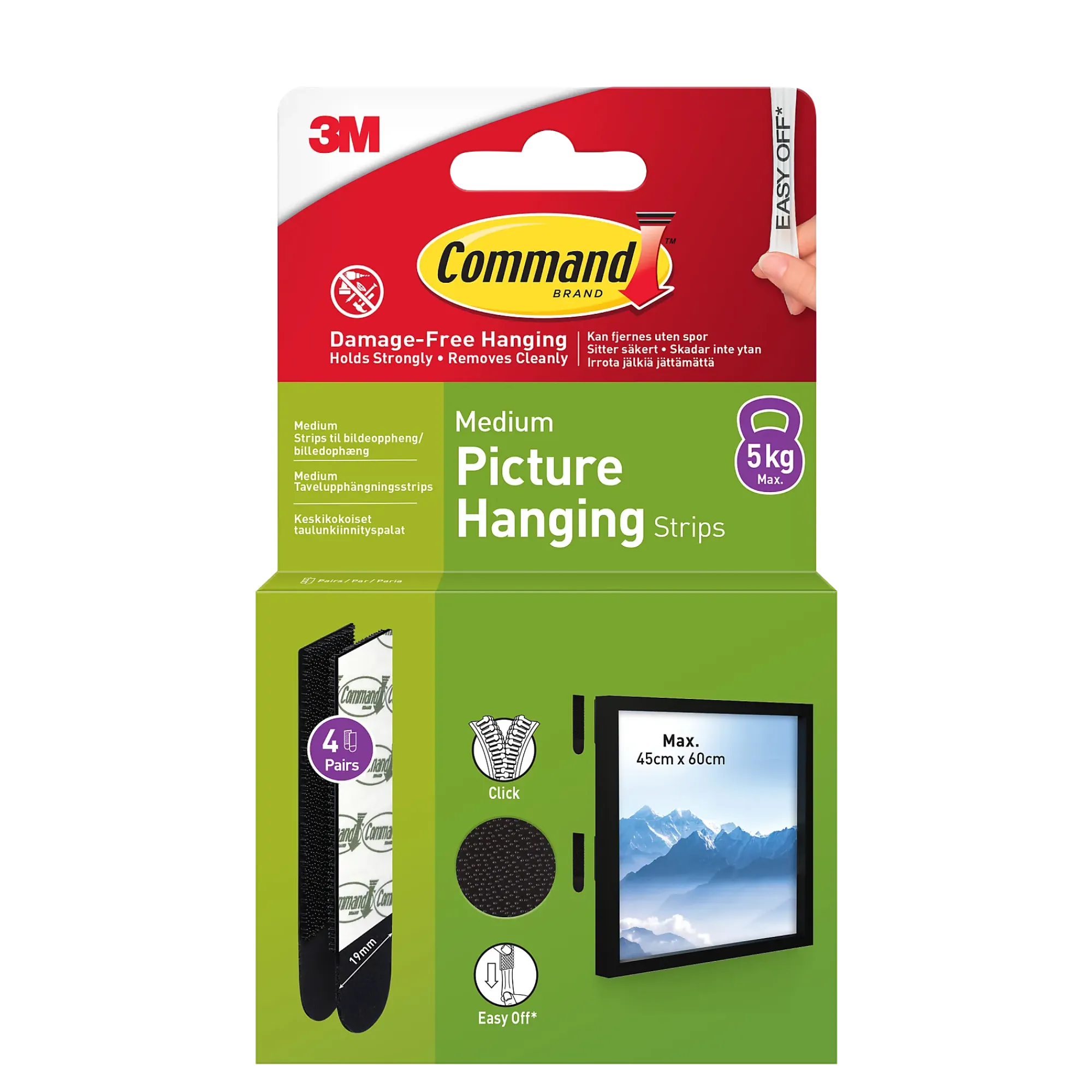 Strips for oppheng av bilder mellomstor 4 par/8 strips-Command Hot