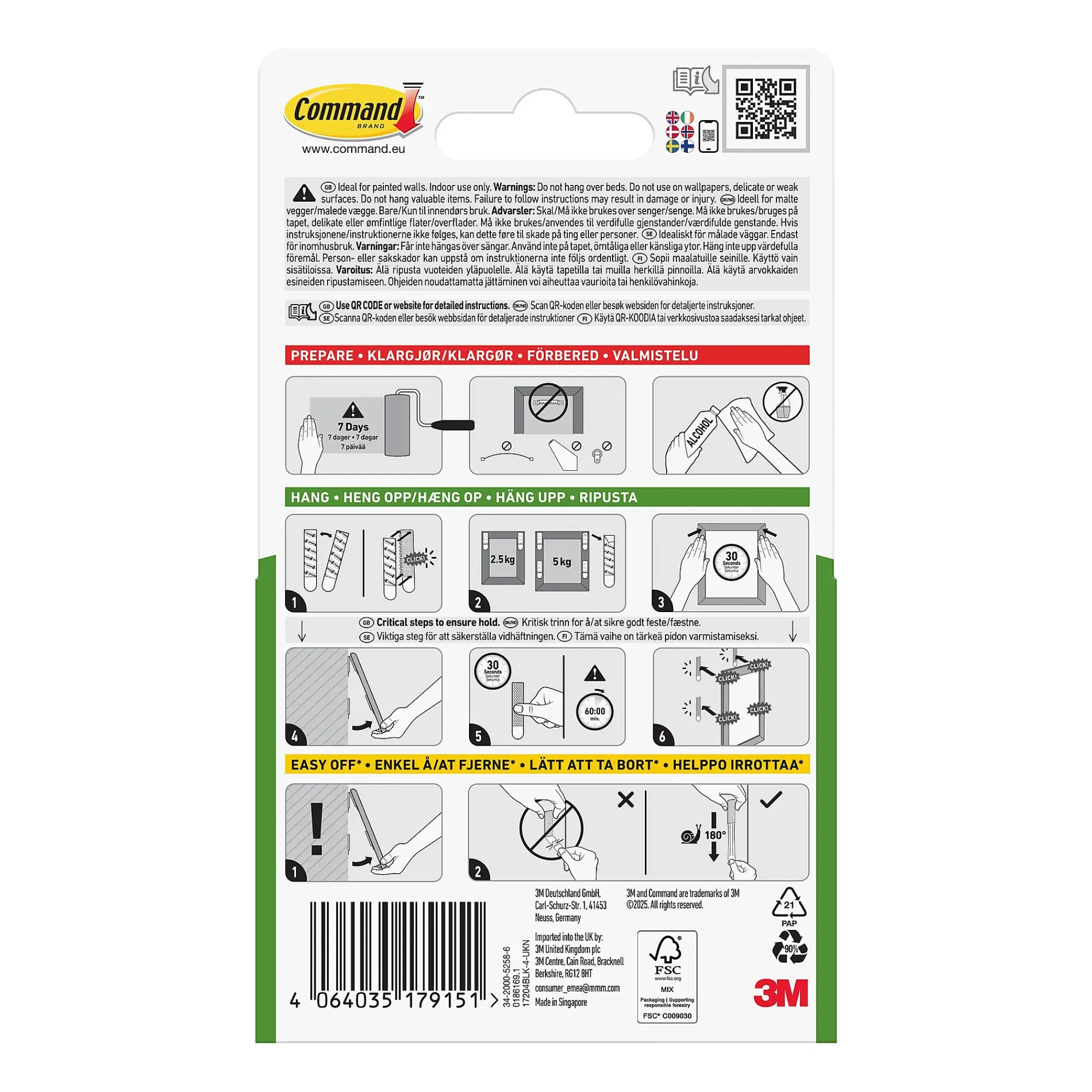 Strips for oppheng av bilder mellomstor 4 par/8 strips-Command Hot