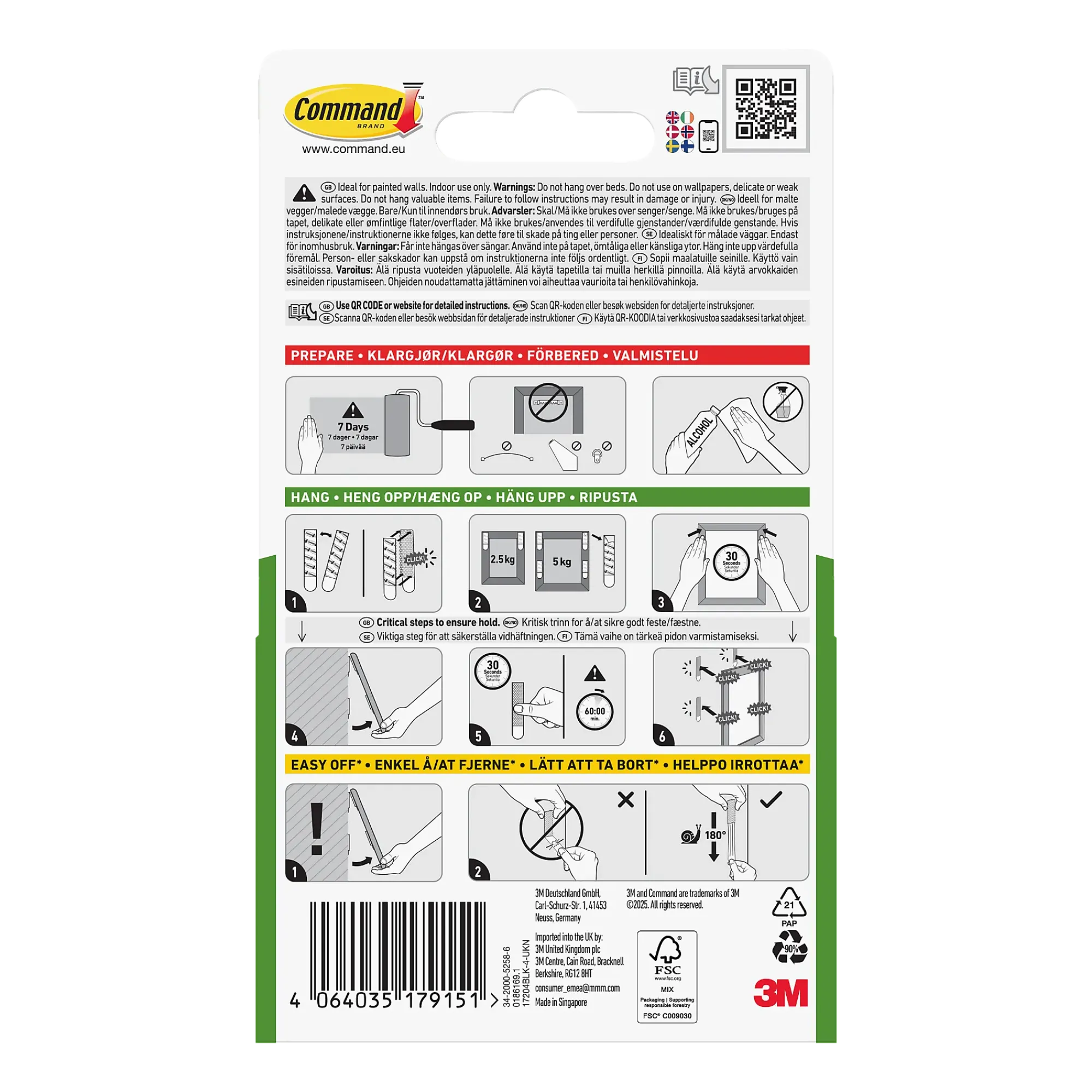 Strips for oppheng av bilder mellomstor 4 par/8 strips-Command Hot