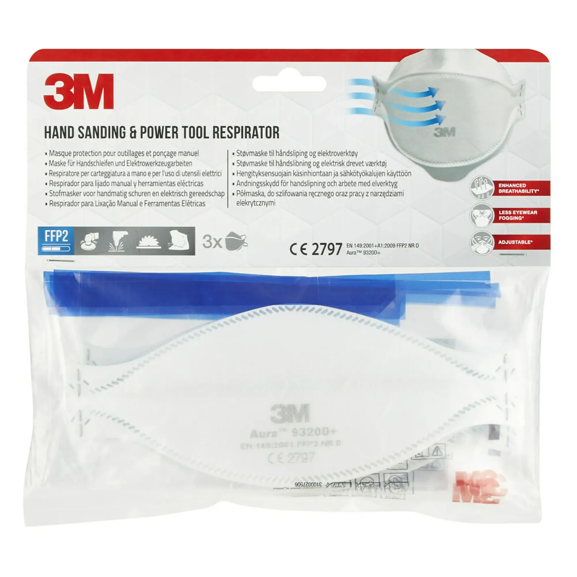 Støvmaske FFP2 uten ventil 9320C3 3stk-3m Discount