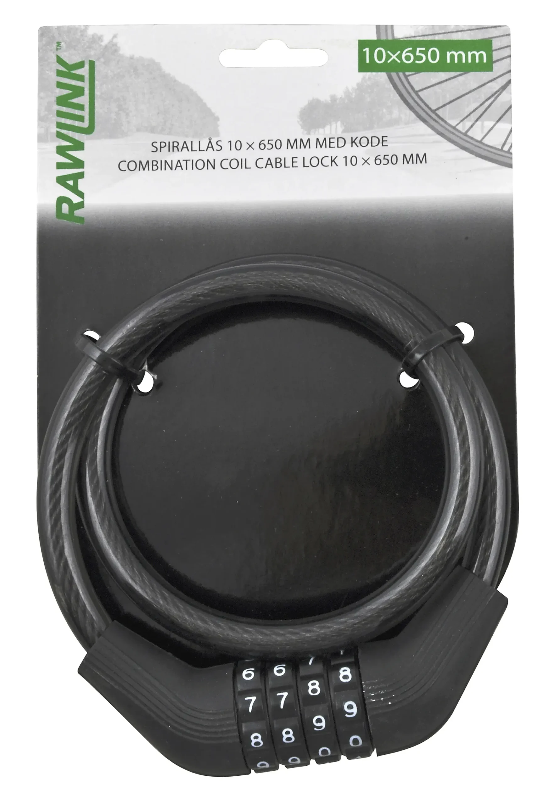 SYKKELLÅS SPRALWIRE MED KODE LENGDE 10X650MM- Best