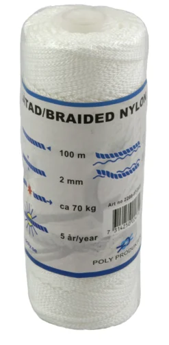 Tau nylon 2mm 100m flettet x-spole-Poly Produkter Online