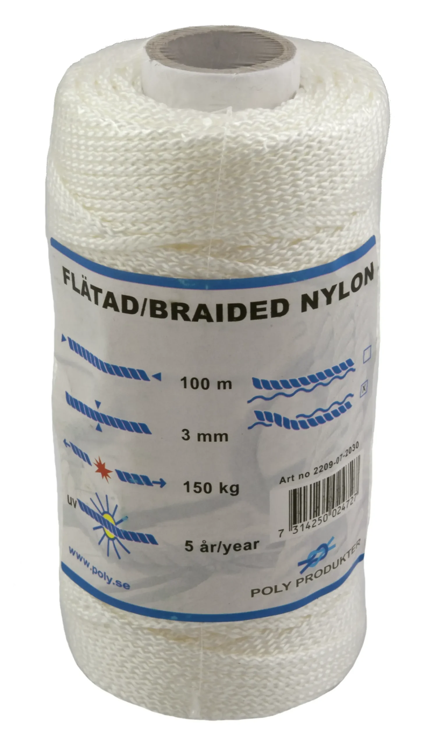Tau nylon 3mm 100m flettet x-spole-Poly Produkter Best