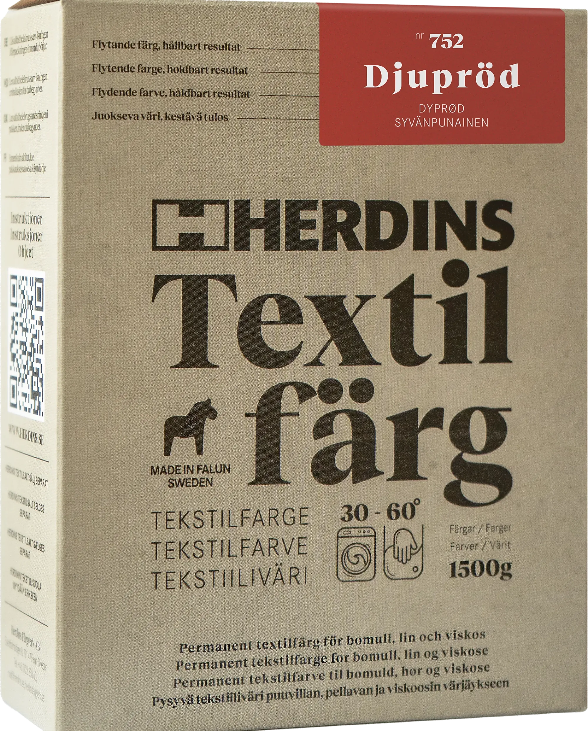 TEKSTILFARGE 752 DYPRØD 100ML-Herdins