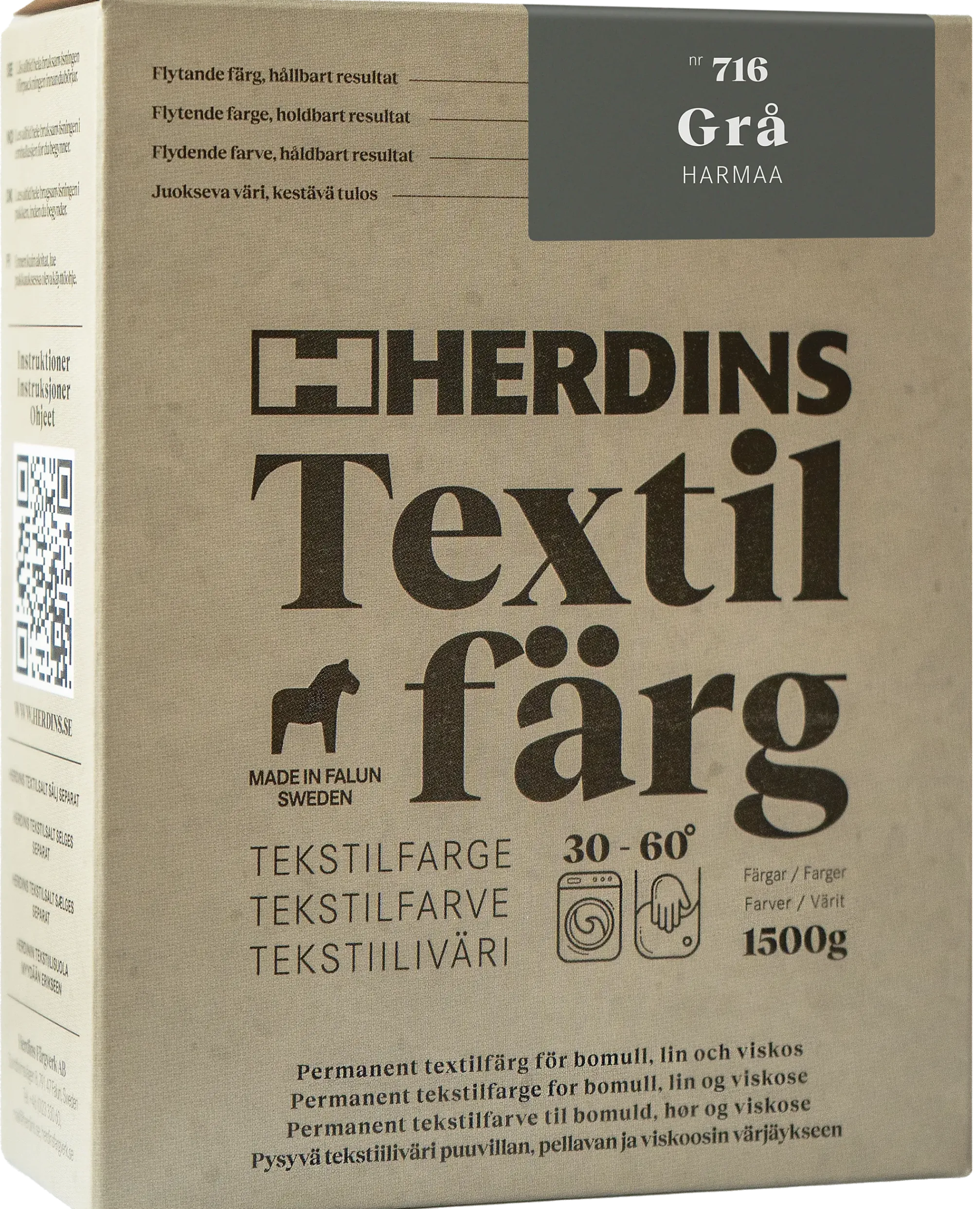 TEKSTILFARGE 716 GRÅ 100ML-Herdins Hot