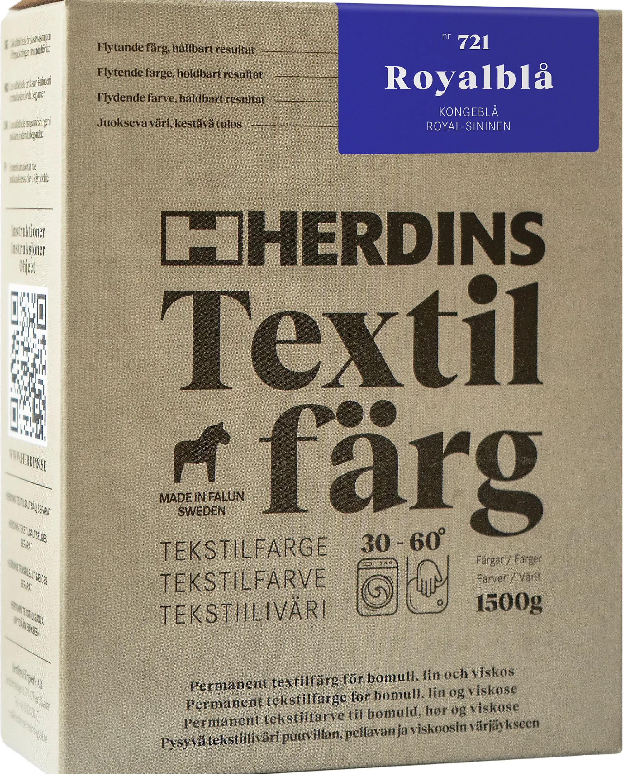 TEKSTILFARGE 721 KONGEBLÅ 100ML-Herdins New