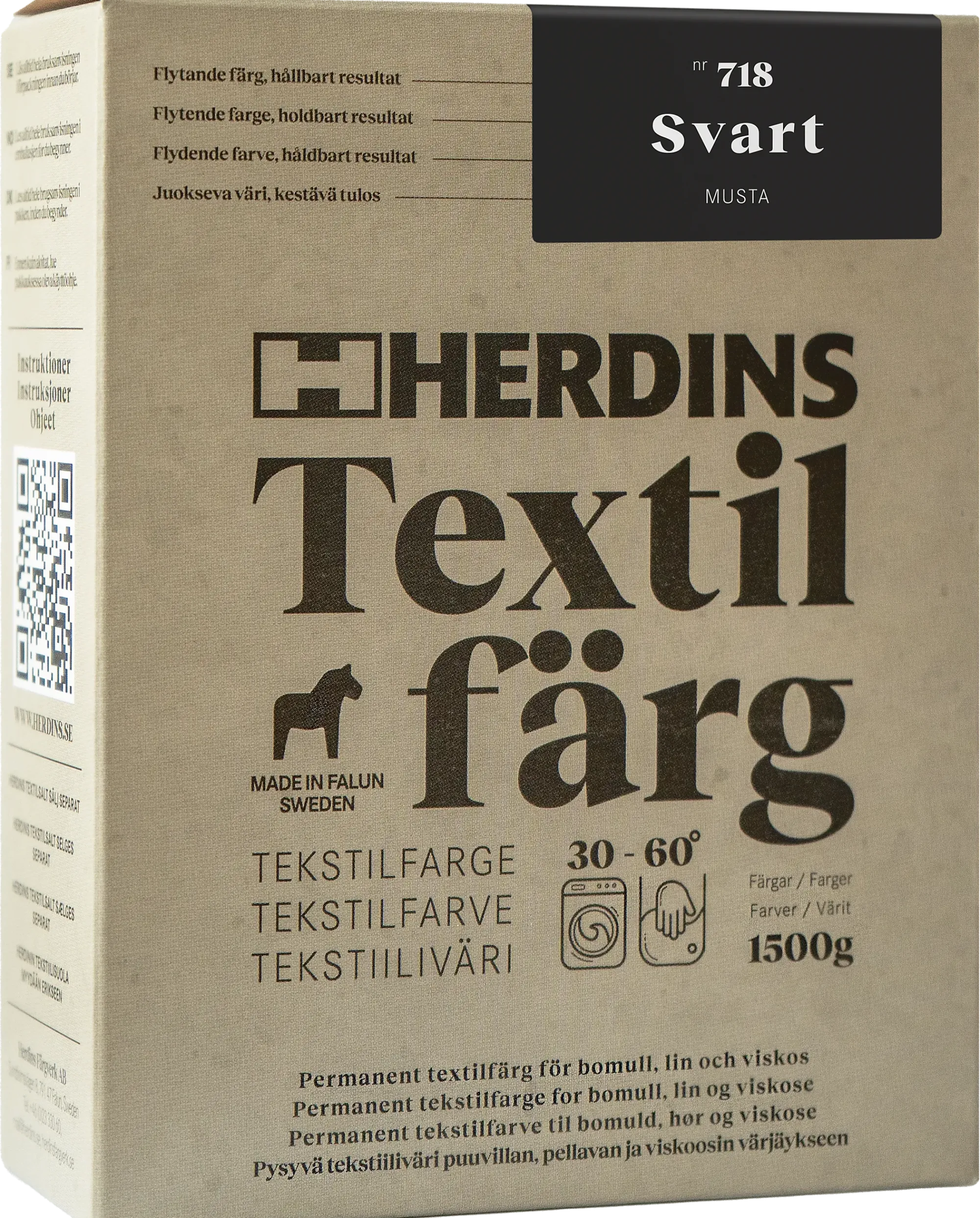 Tekstilfarge 718 svart 100ml-Herdins Discount
