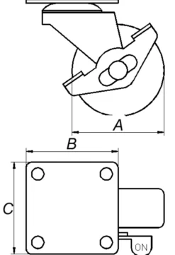 TRANSPORTHJUL MED PLATE OG BREMS Ø50MM-Pn Beslag Discount