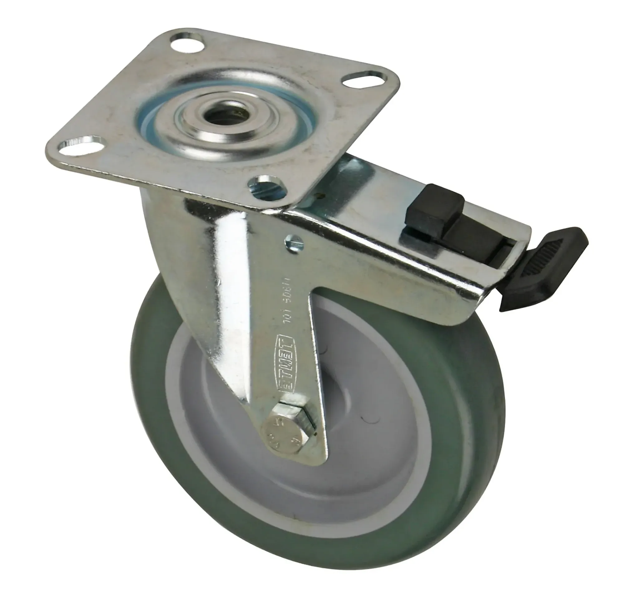 TRANSPORTHJUL Ø100MM M/PLATE OG BREMS-Pn Beslag Outlet