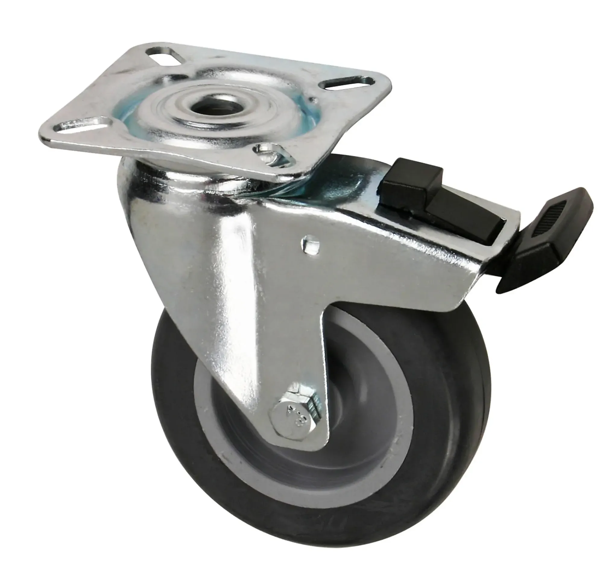 TRANSPORTHJUL Ø75MM M/PLATE OG BREMS-Pn Beslag Best